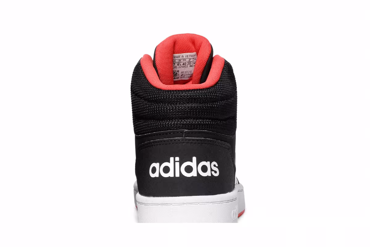 Adidas Hoops 2.0 Mid J Black Hi-Res Red, view 8