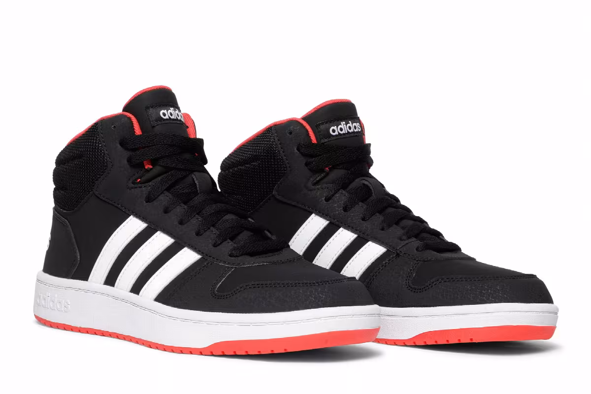 Adidas Hoops 2.0 Mid J Black Hi-Res Red, view 9