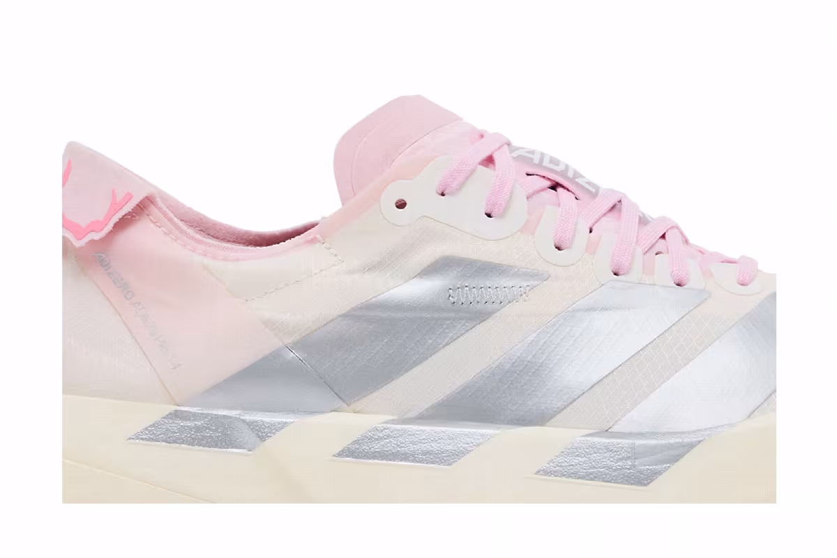 adidas Women's Adizero Adios Pro 4 Core White Silver Metallic Clear Pink', view 3