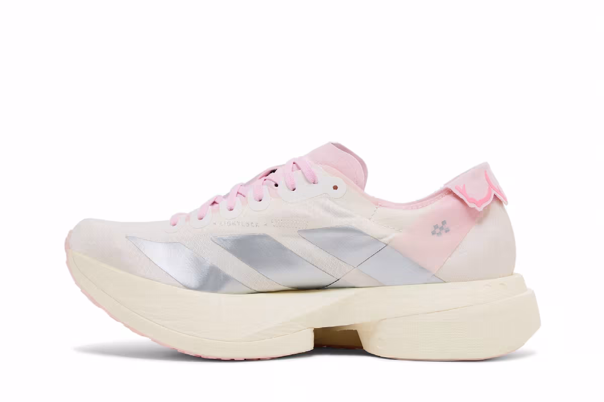 adidas Women's Adizero Adios Pro 4 Core White Silver Metallic Clear Pink', view 4