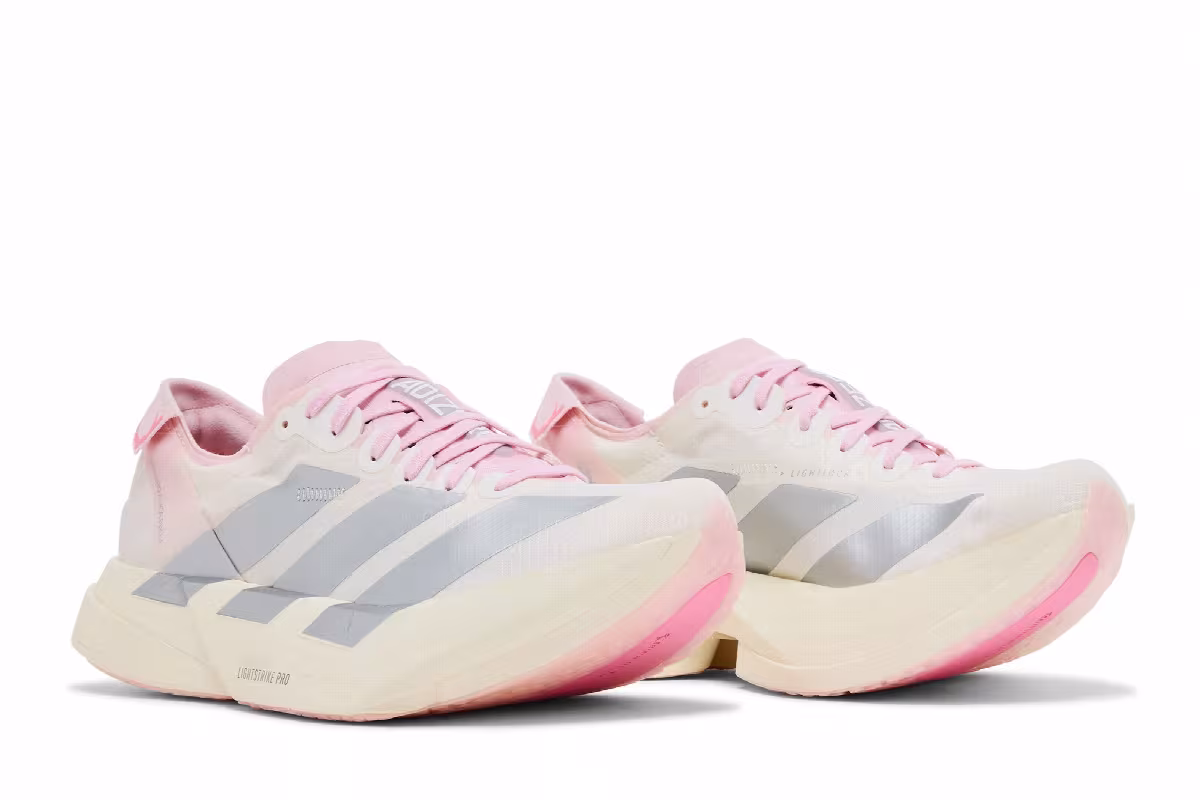 adidas Women's Adizero Adios Pro 4 Core White Silver Metallic Clear Pink', view 9
