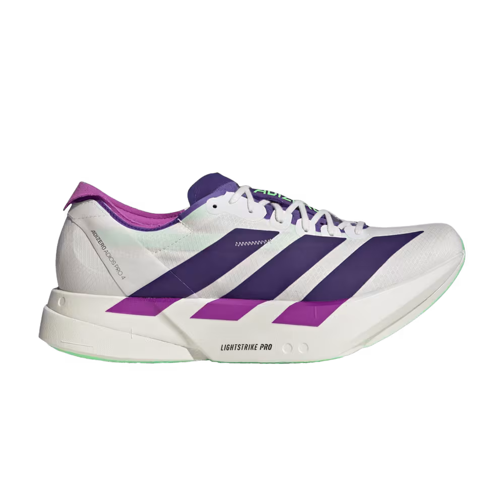 adidas Adizero Adios Pro 4 Core White Purple Lime Burst