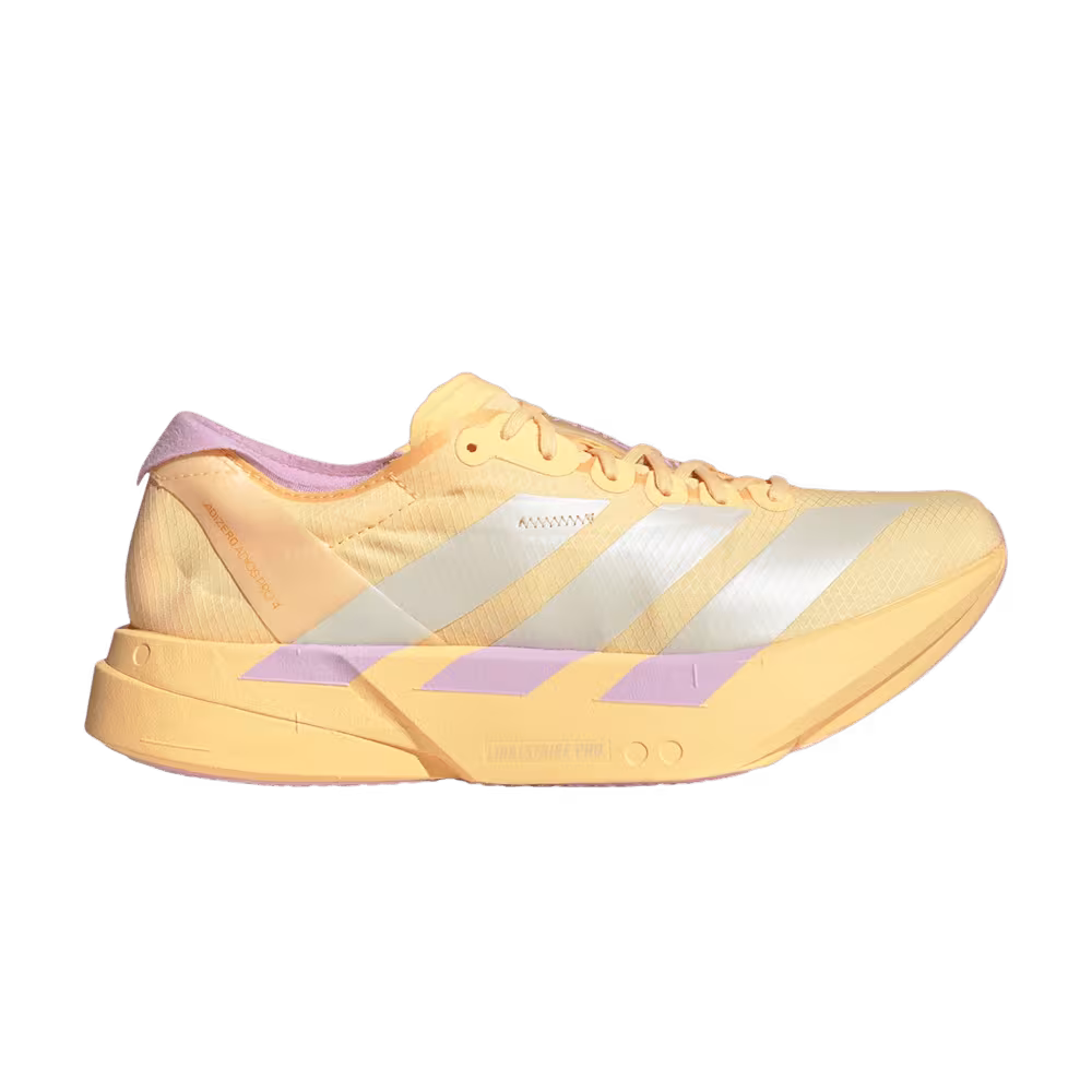 adidas Women's Adizero Adios Pro 4 Ice Tangerine Ice Gold Bliss Lilac