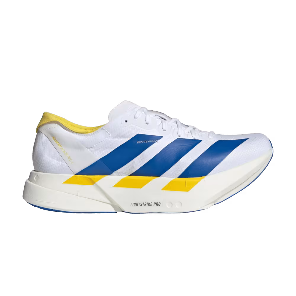 adidas Women's Adizero Adios Pro 4 Cloud White Blue Yellow