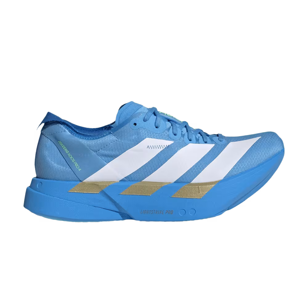 adidas Women's Adizero Adios Pro 4 Cloud White Blue Lime Burst