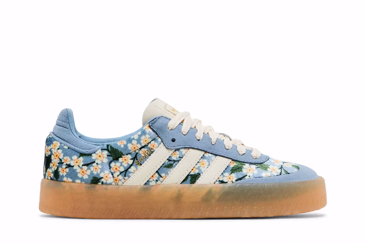 Liberty London x adidas Women's Sambae Blue Cream White, view 2