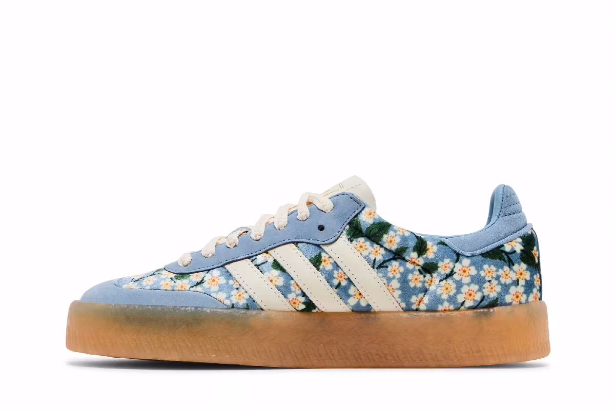 Liberty London x adidas Women's Sambae Blue Cream White, view 4