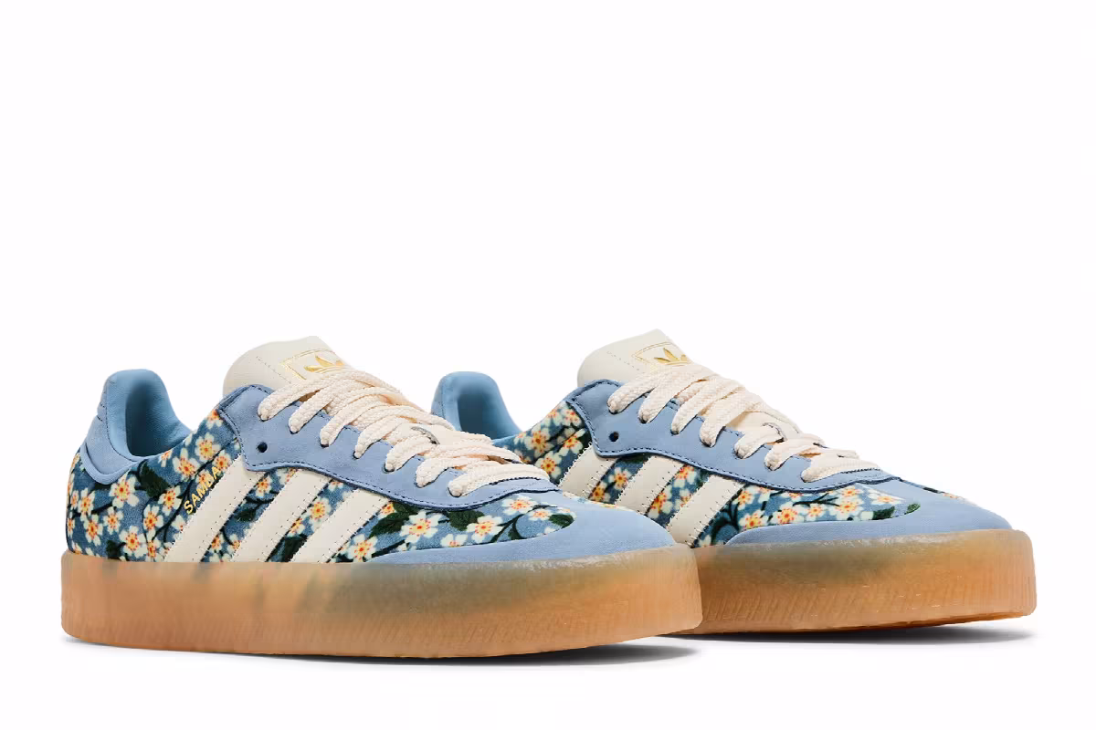 Liberty London x adidas Women's Sambae Blue Cream White, view 9