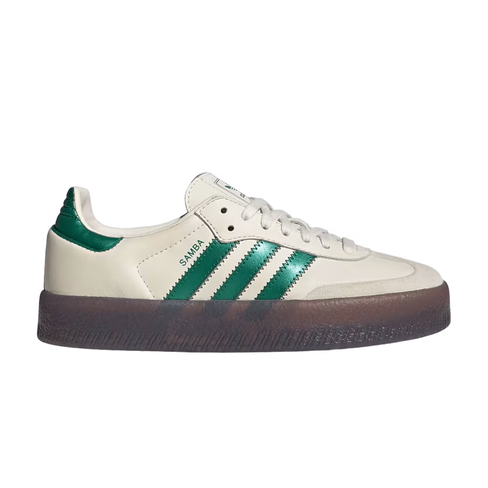 adidas Women's Sambae Cream White Bold Green Collegiate Green