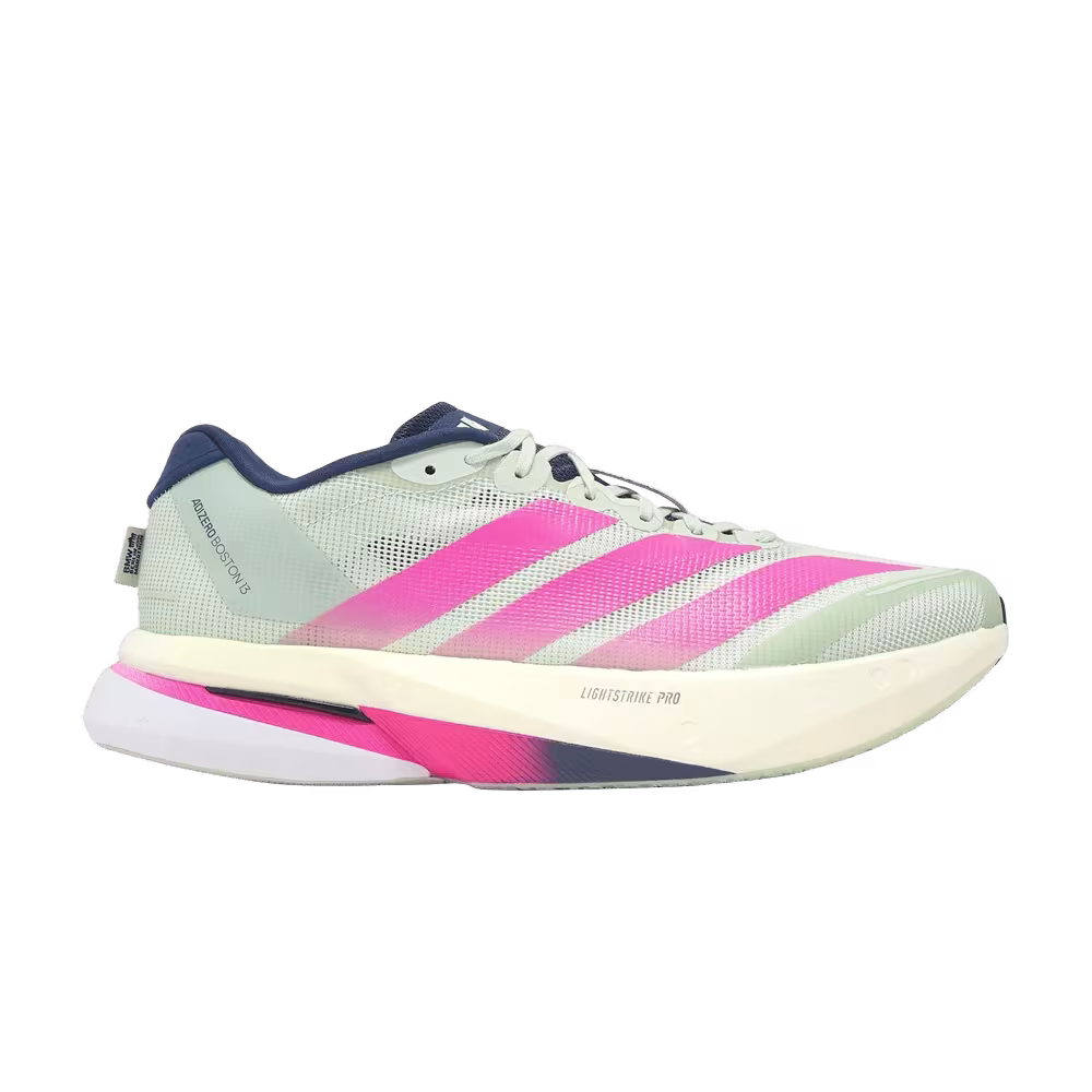 adidas Adizero Boston 13 M Linen Green Shock Pink Dark Blue