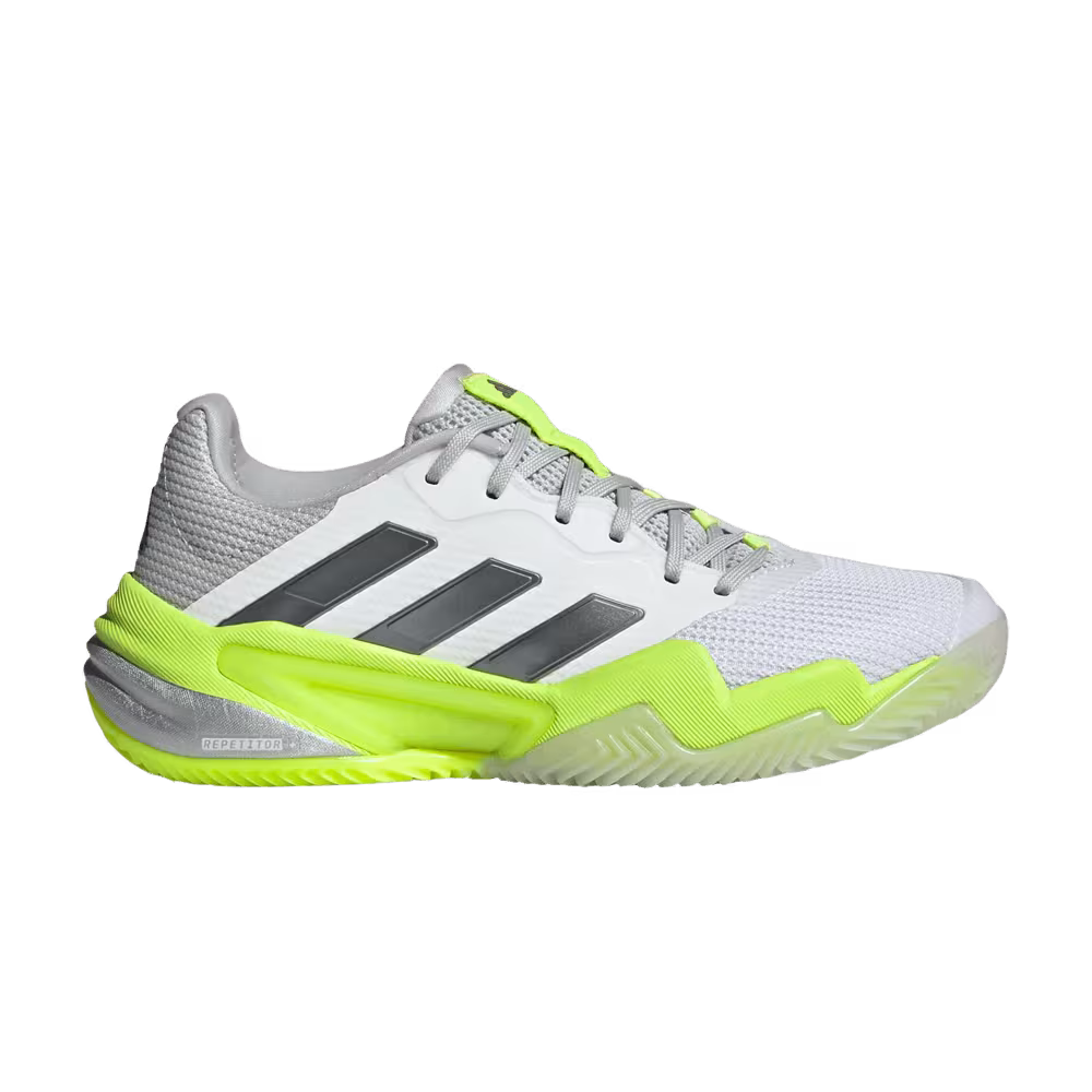 adidas Women's Barricade 13 CL Cloud White Iron Metallic Lucid Lemon