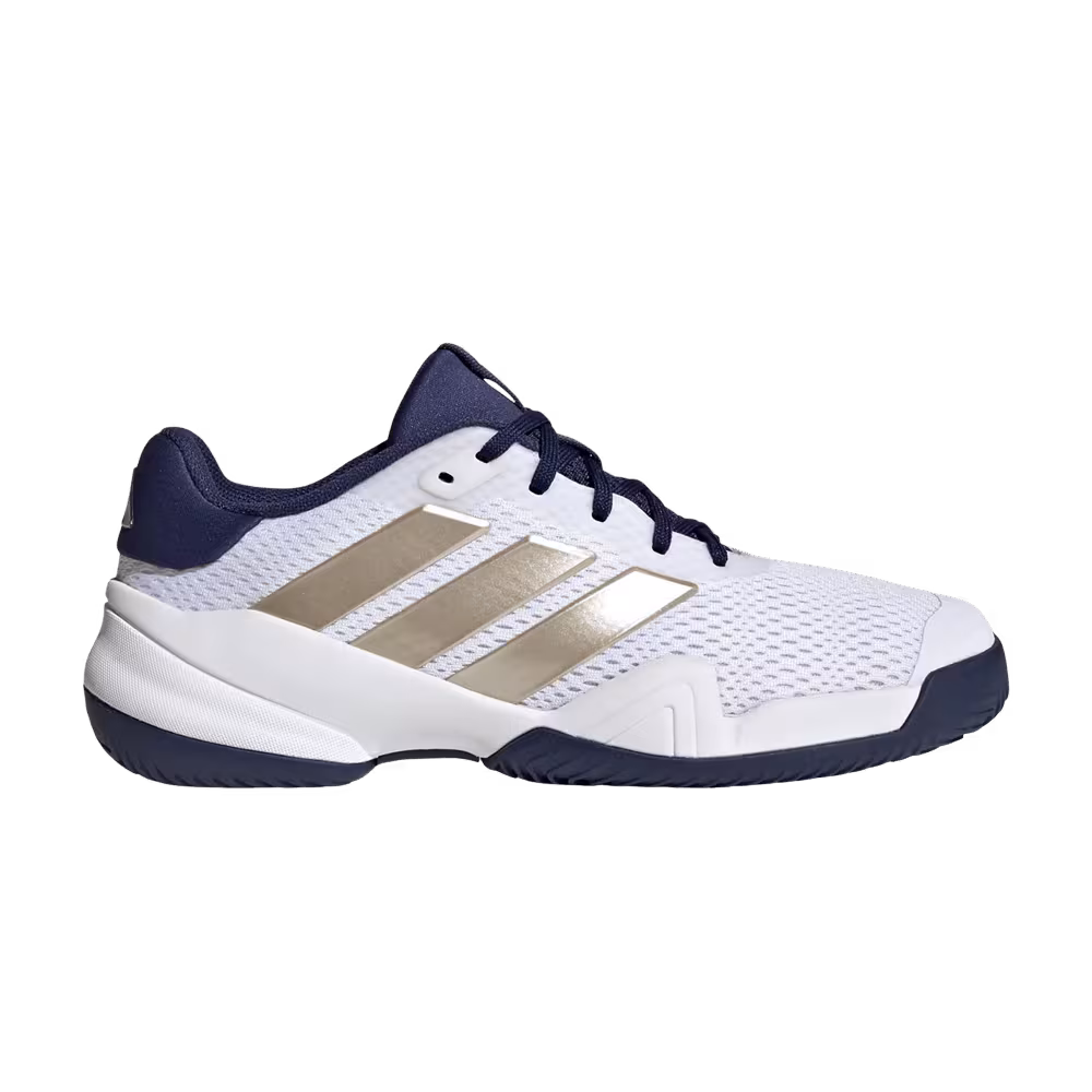 adidas Tennis Barricade Tennis Little Kid Cloud White Cyber Metallic Dark Blue