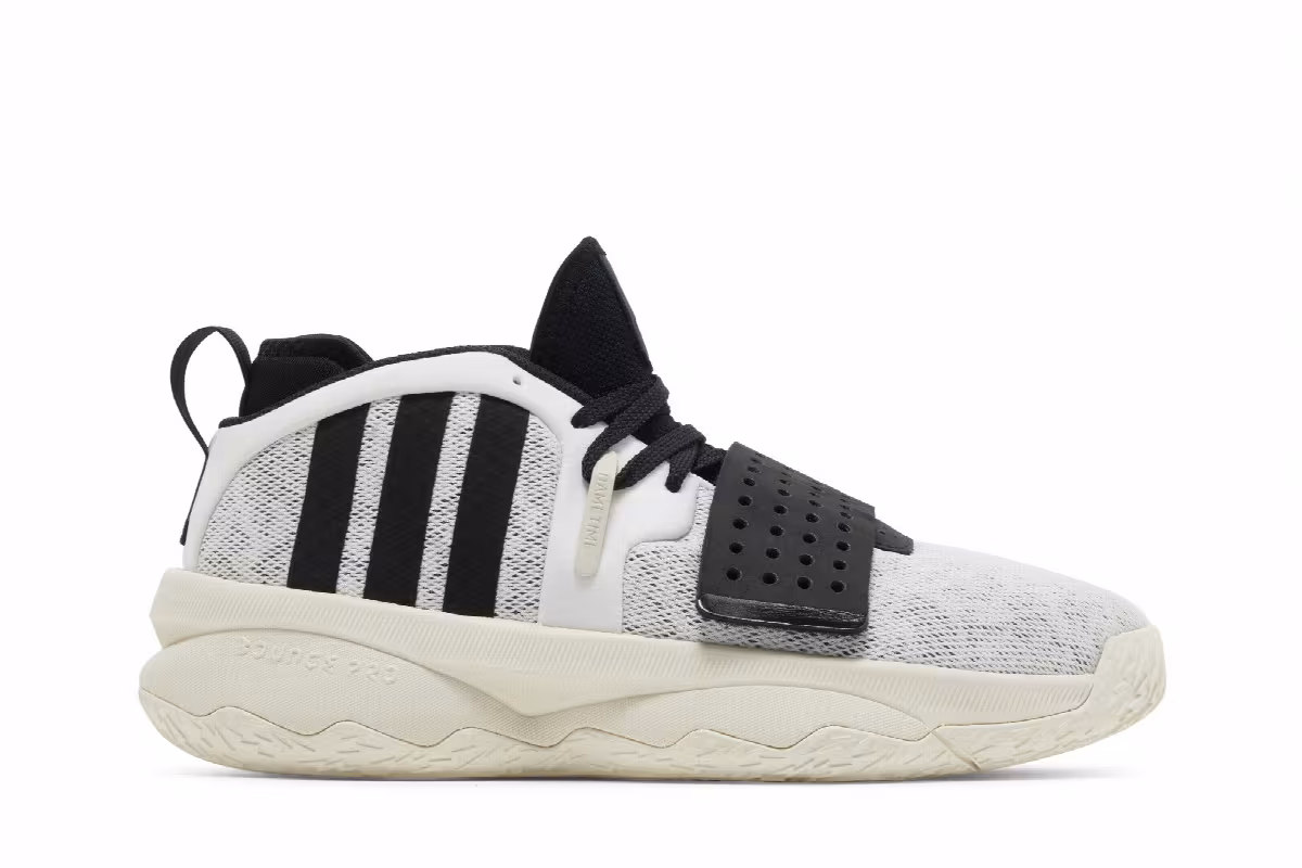 adidas Dame 8 EXTPLY White Black, view 2