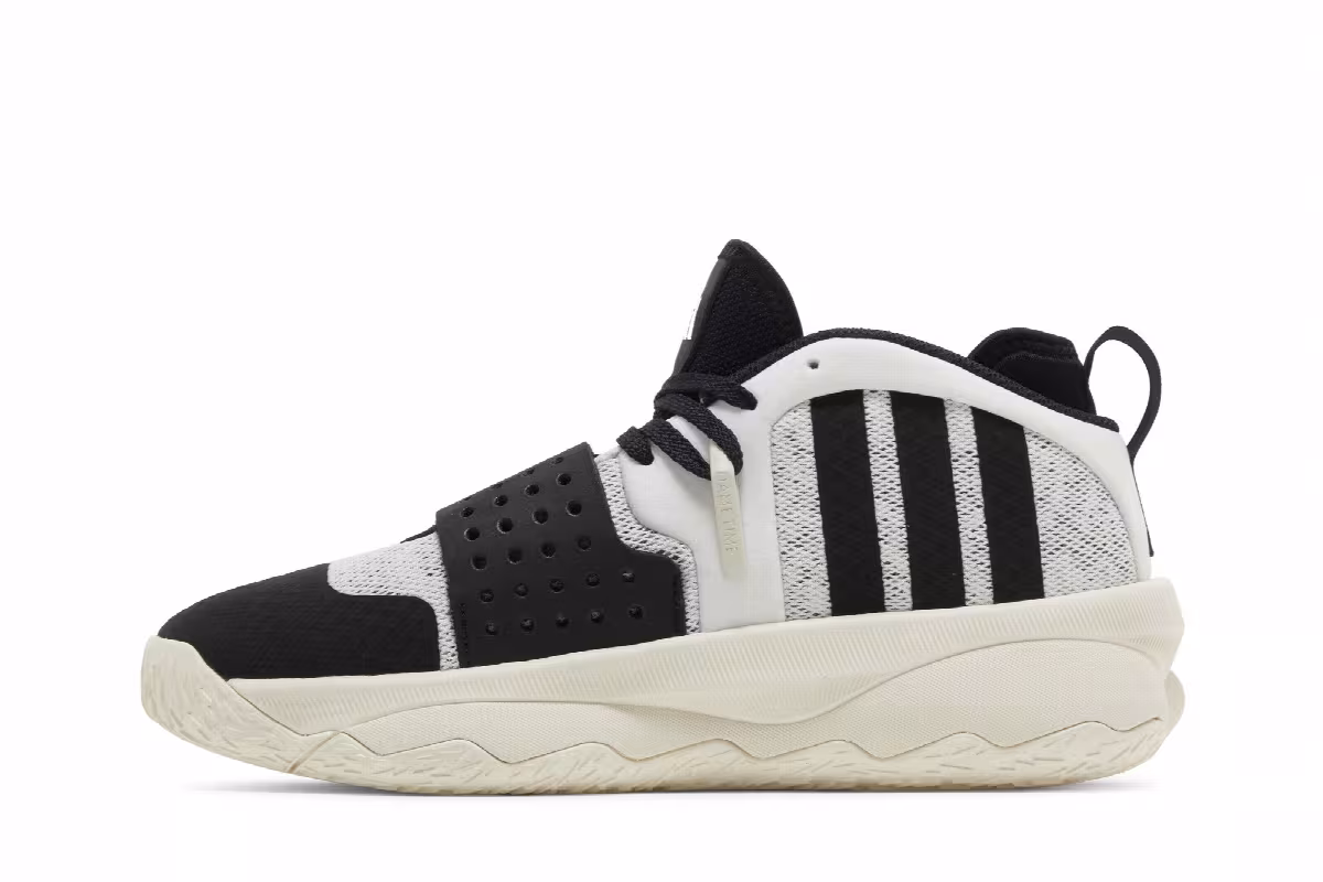 adidas Dame 8 EXTPLY White Black, view 4