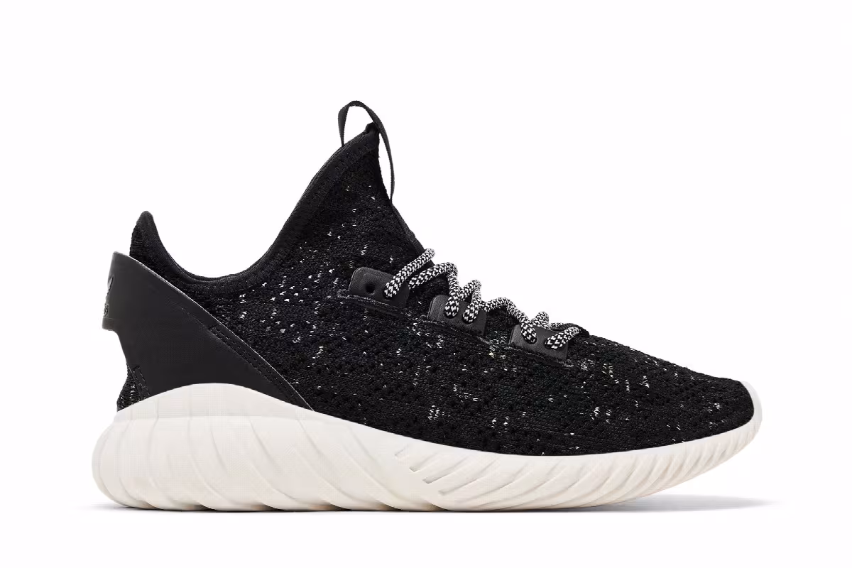Adidas Tubular Doom Primeknit J Black White, view 2