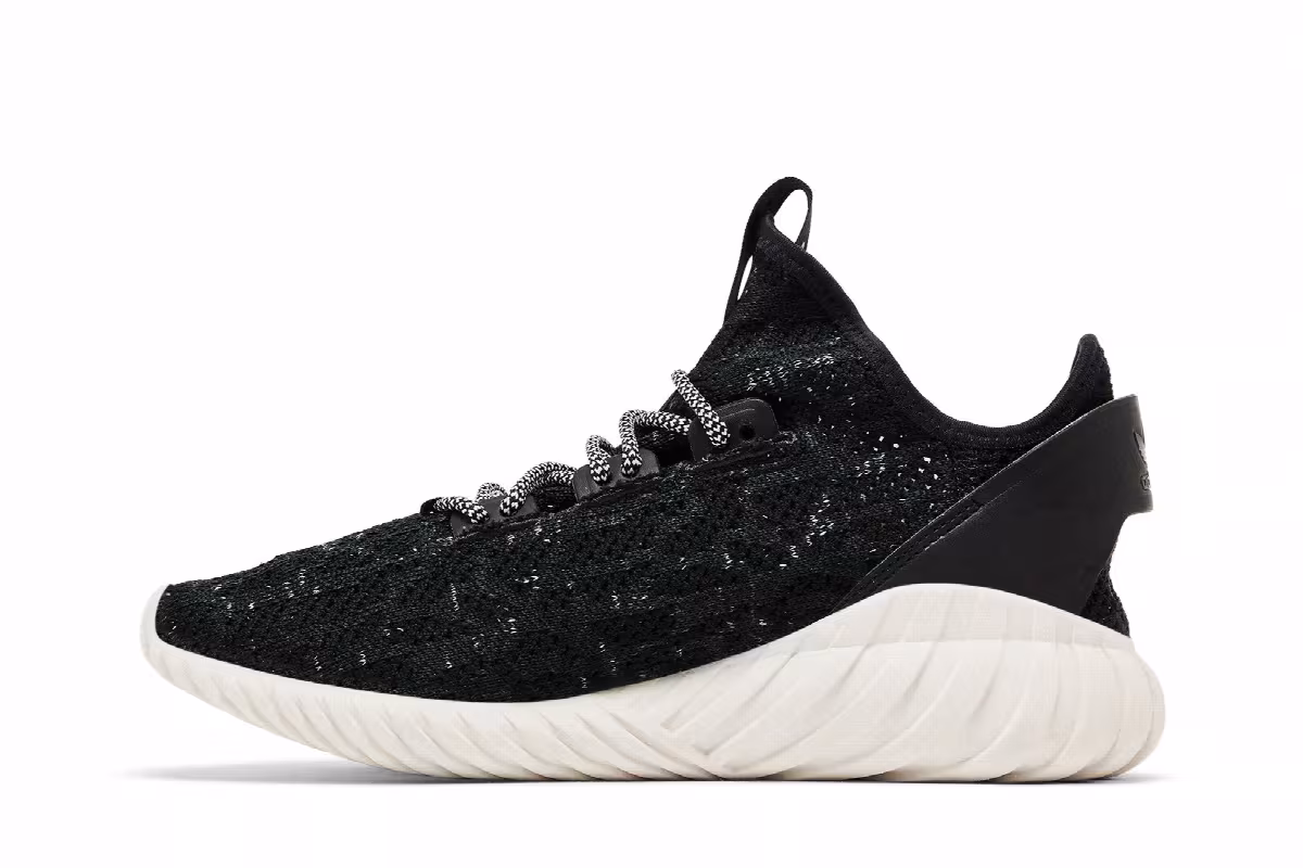 Adidas Tubular Doom Primeknit J Black White, view 4