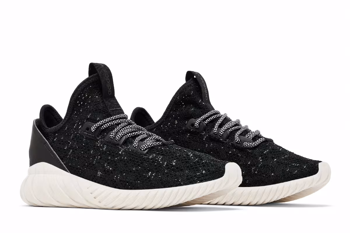 Adidas Tubular Doom Primeknit J Black White, view 9