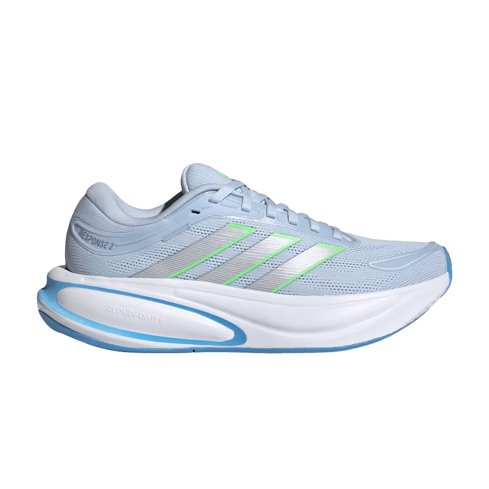 adidas Women's Response 2 Crystal Sky Silver Metallic Lime Burst