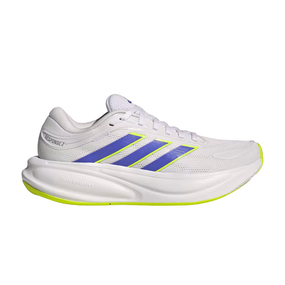 adidas Women's Response 2 Cloud White Cobalt Blue Lucid Lemon