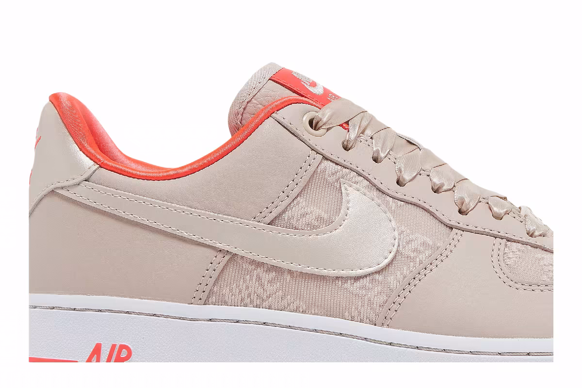 Nike Women's Air Force 1 Fossil Stone Laser Crimson, view 3