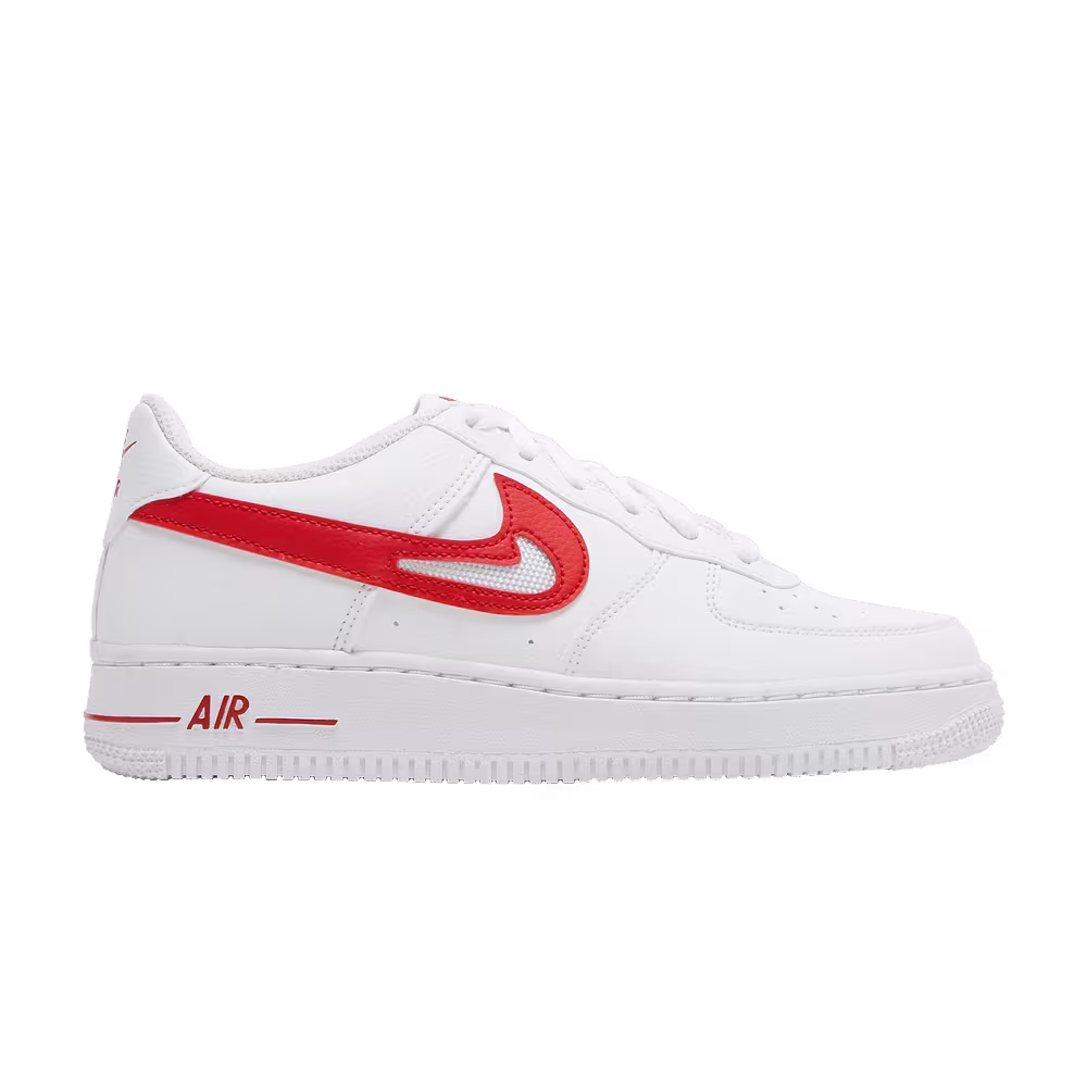 Nike Air Force 1 GS Cut-Out Swoosh - White University Red