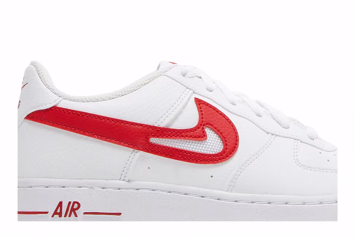 Nike Air Force 1 GS Cut-Out Swoosh - White University Red, view 3