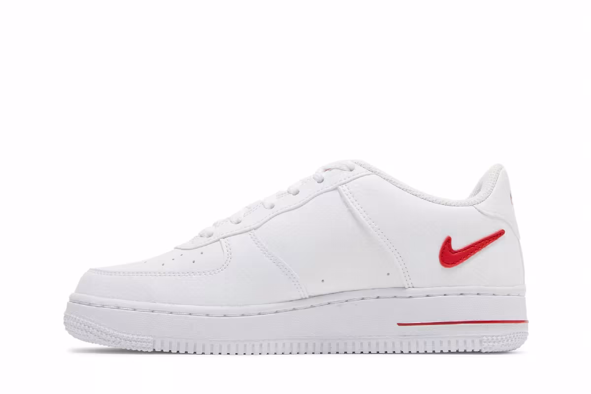 Nike Air Force 1 GS Cut-Out Swoosh - White University Red, view 4