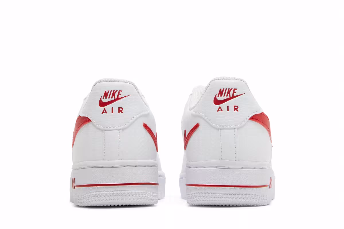 Nike Air Force 1 GS Cut-Out Swoosh - White University Red, view 7