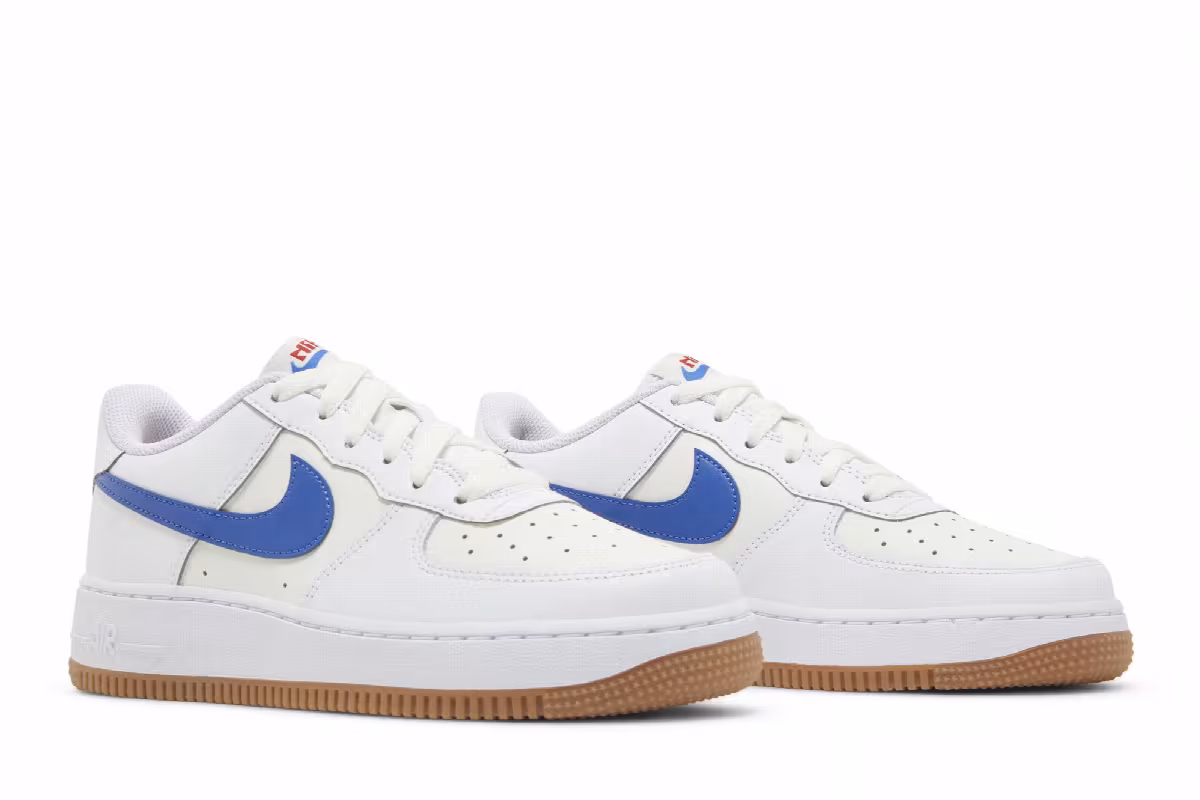 Nike Air Force 1 GS White Game Royal Gum, view 9