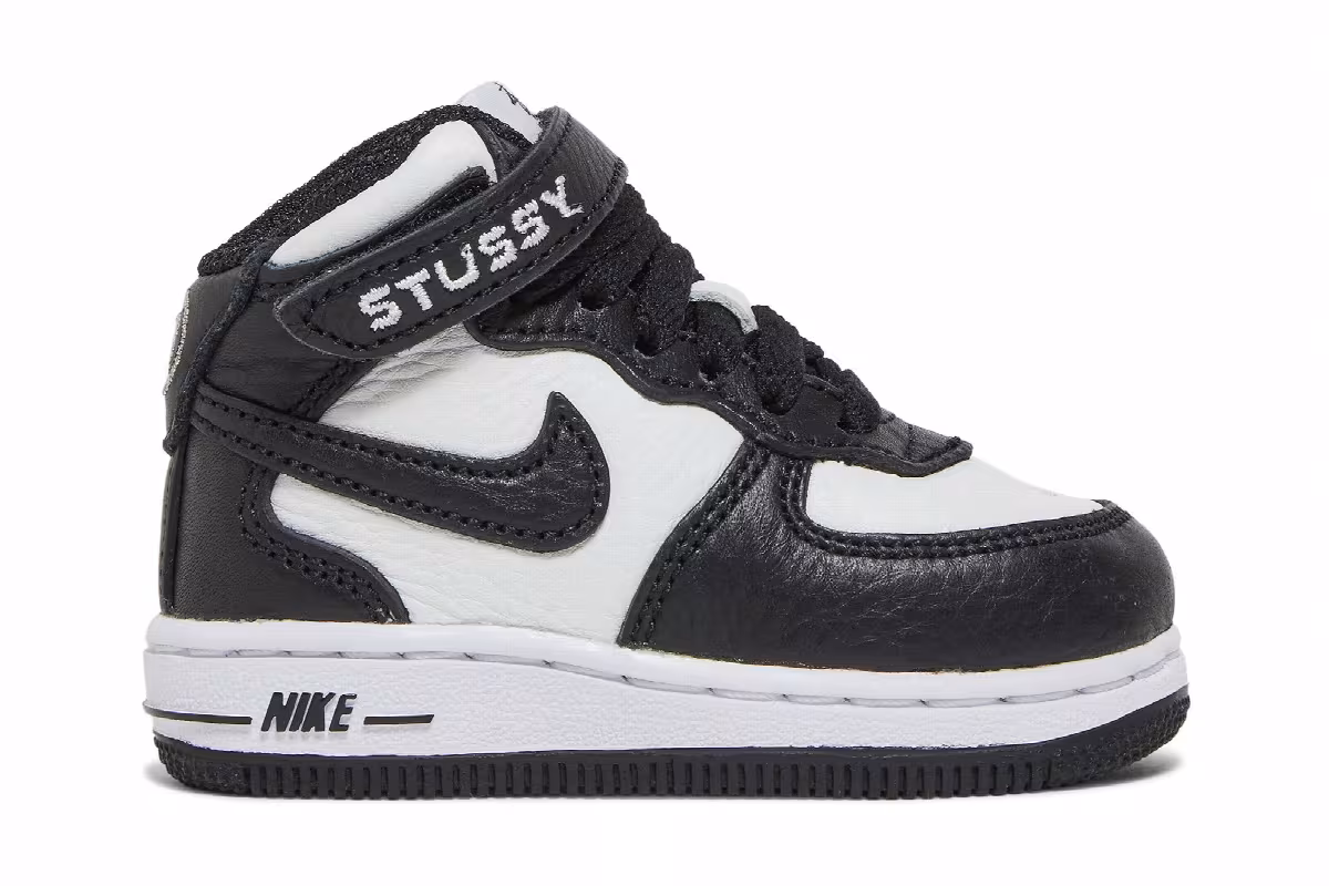 Stussy x Nike Air Force 1 Mid TD Black White, view 2