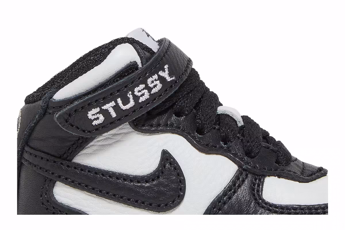 Stussy x Nike Air Force 1 Mid TD Black White, view 3