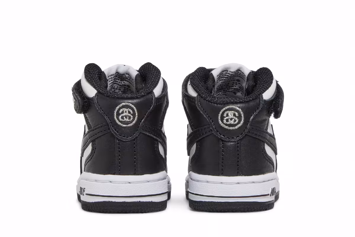 Stussy x Nike Air Force 1 Mid TD Black White, view 7