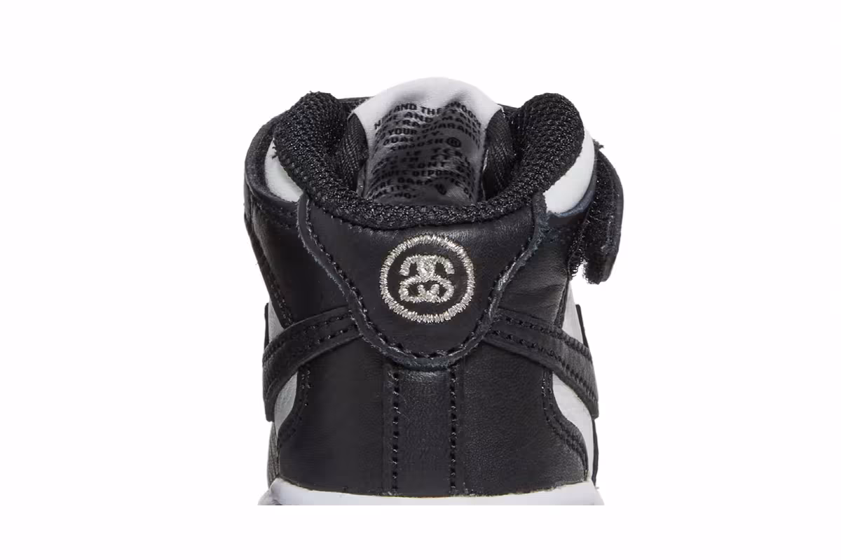 Stussy x Nike Air Force 1 Mid TD Black White, view 8