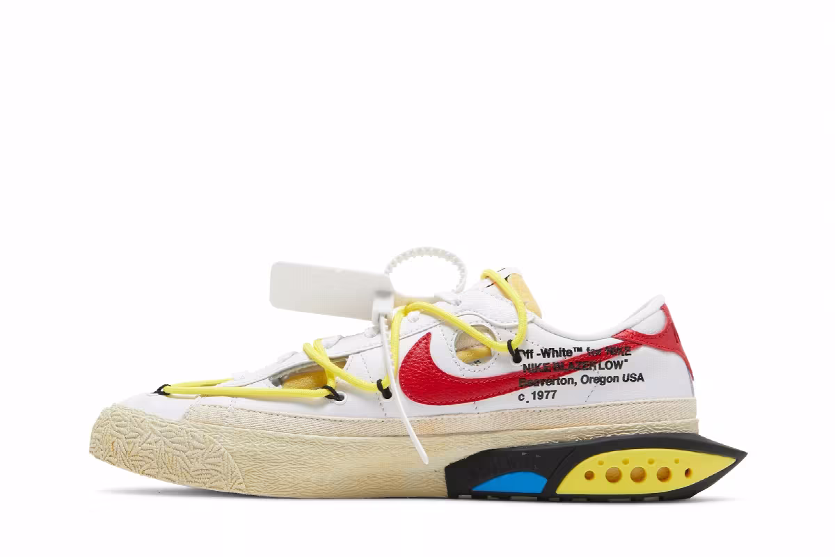 Off-White x Nike Blazer Low White University Red, view 4