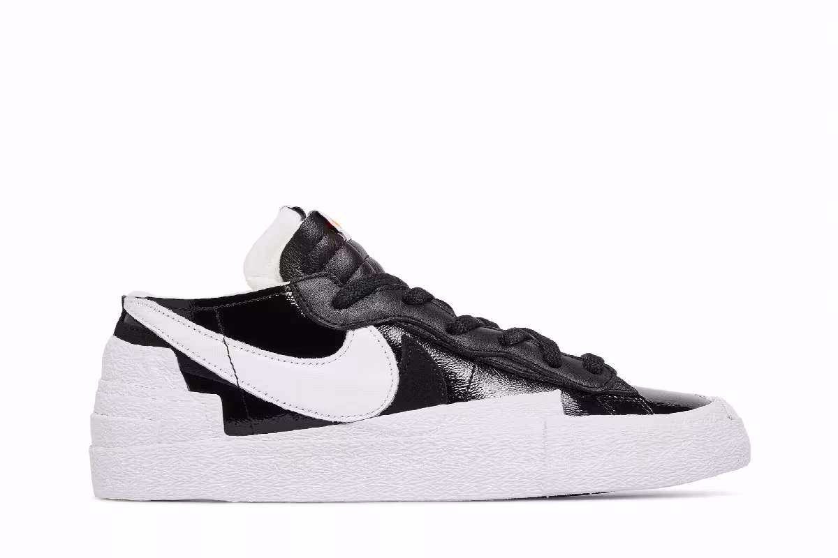 sacai x Nike Blazer Low Black Patent, view 2