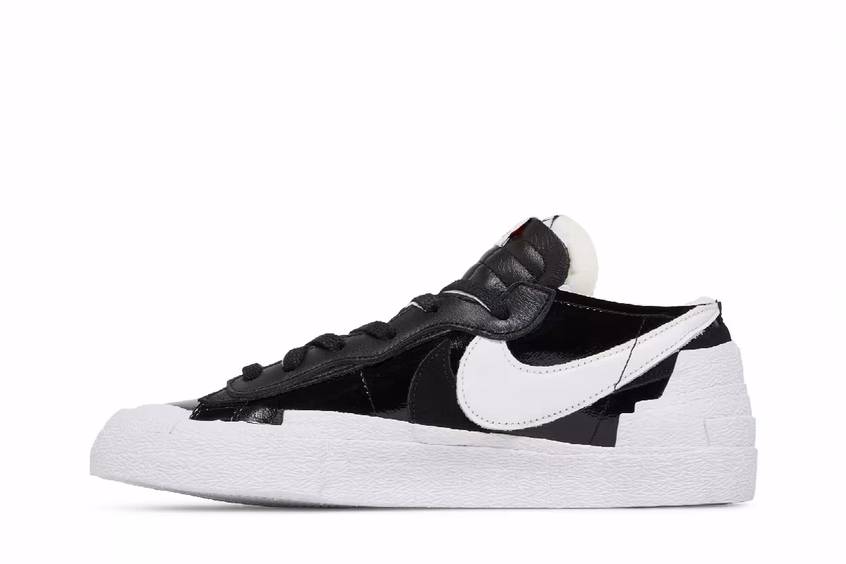 sacai x Nike Blazer Low Black Patent, view 4