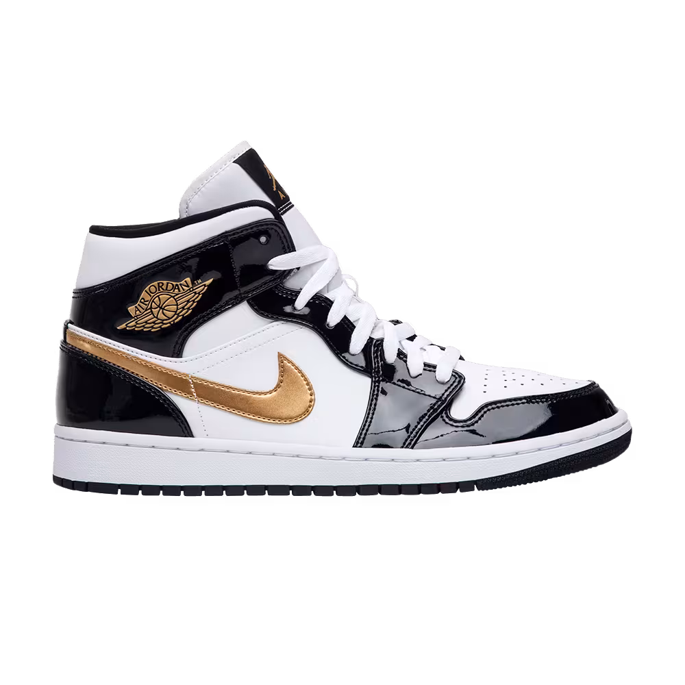 Air Jordan 1 Mid Patent SE Black Gold