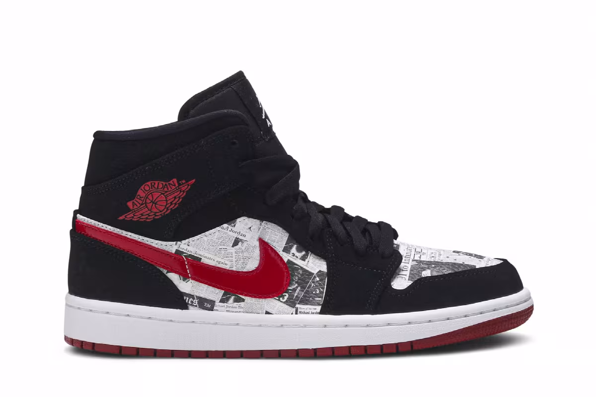 Air Jordan 1 Mid SE Newspaper Air Times, view 2