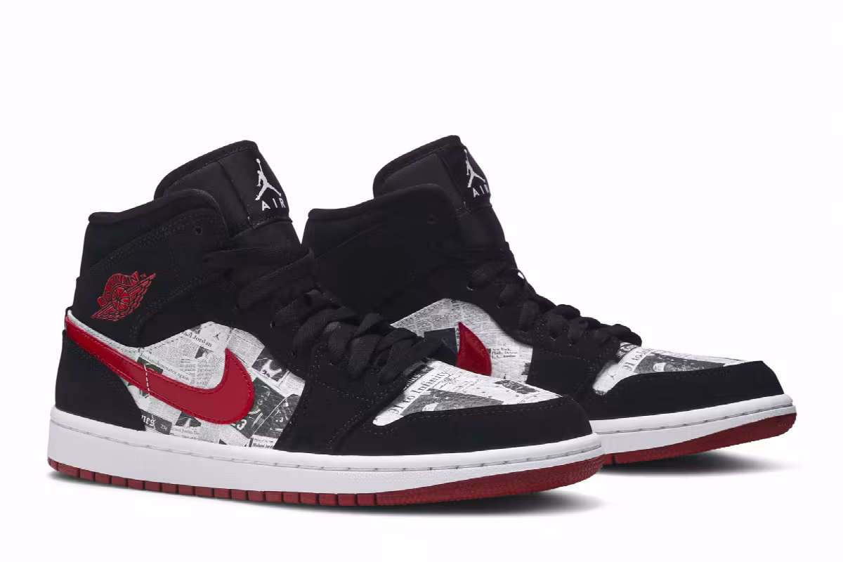 Air Jordan 1 Mid SE Newspaper Air Times, view 9
