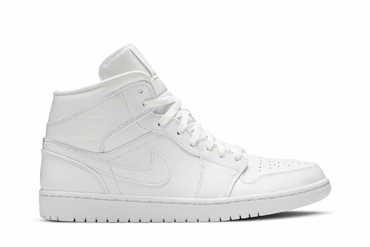 Air Jordan 1 Mid Triple White 2019, view 2