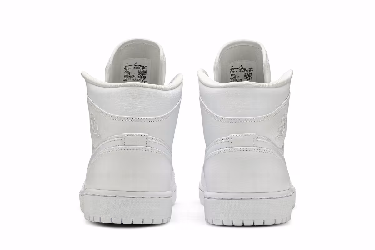 Air Jordan 1 Mid Triple White 2019, view 7