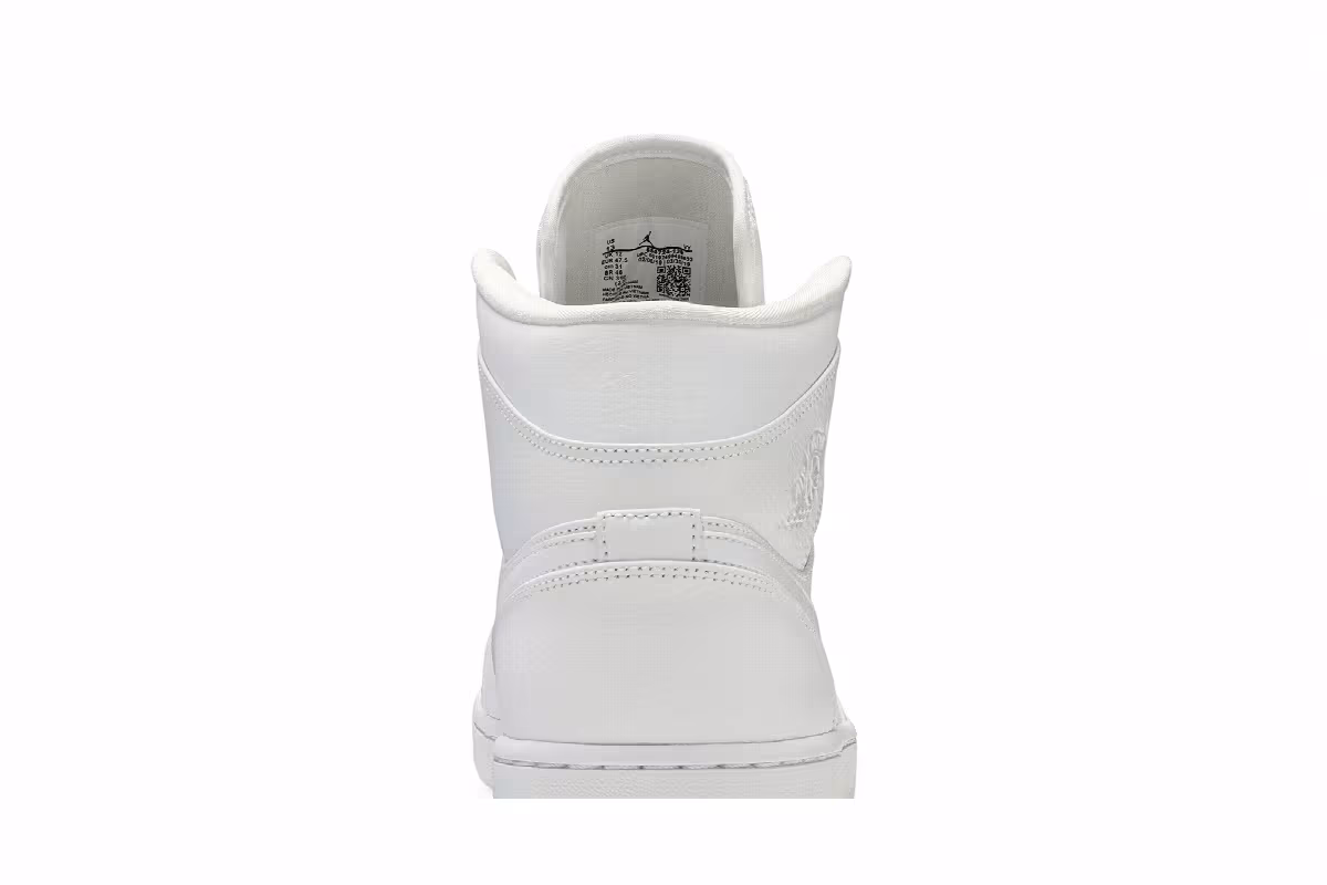 Air Jordan 1 Mid Triple White 2019, view 8