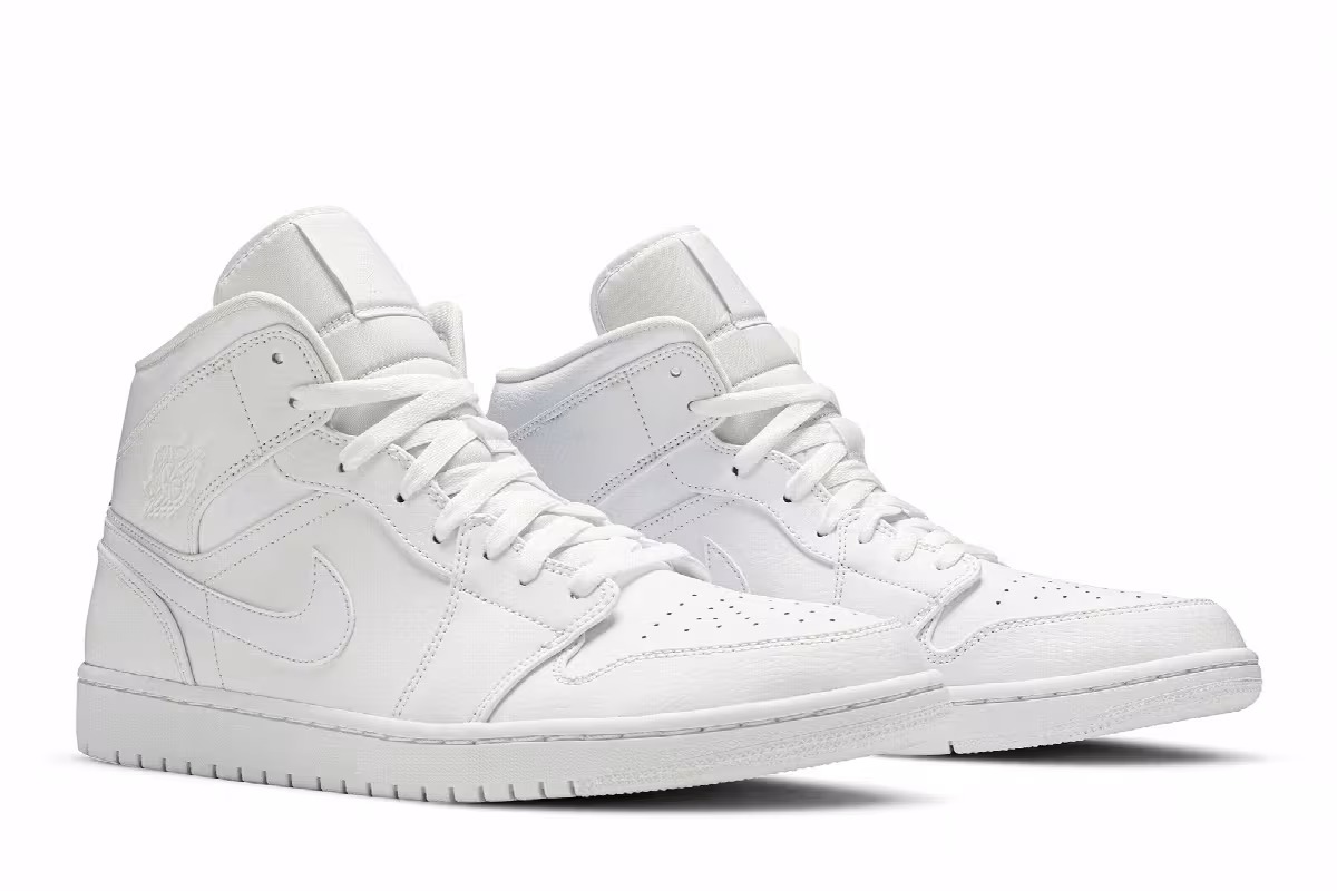 Air Jordan 1 Mid Triple White 2019, view 9