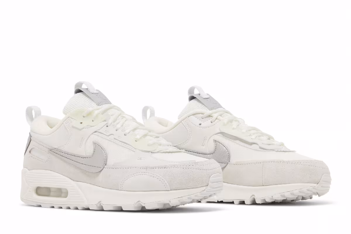Nike Women's Air Max 90 Futura White Metallic Silver, view 9