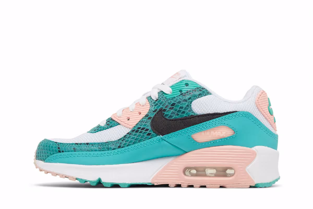 Nike Air Max 90 GS Washed Teal Snakeskin, view 4