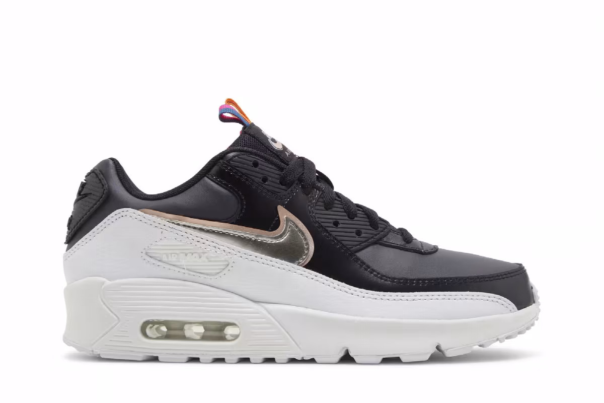 Nike Air Max 90 Leather SE GS Off Noir Metallic Pewter, view 2