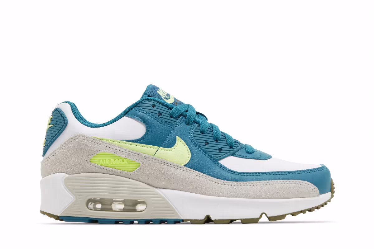 Nike Air Max 90 Leather GS Bright Spruce Barely Volt, view 2