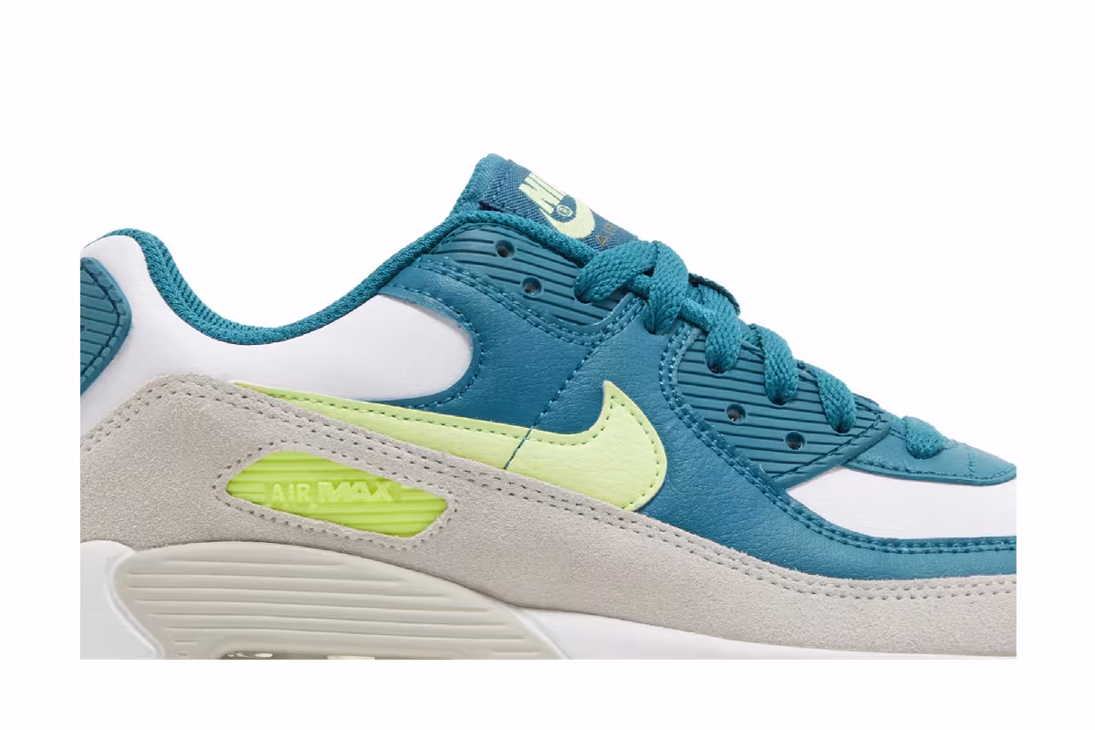 Nike Air Max 90 Leather GS Bright Spruce Barely Volt, view 3