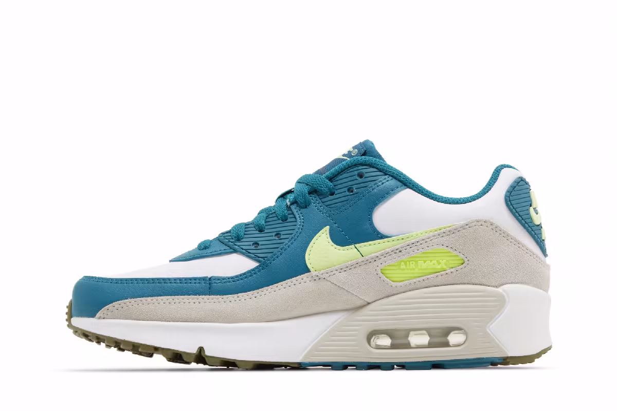 Nike Air Max 90 Leather GS Bright Spruce Barely Volt, view 4