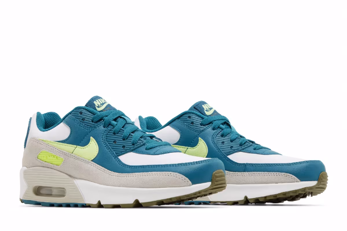 Nike Air Max 90 Leather GS Bright Spruce Barely Volt, view 9